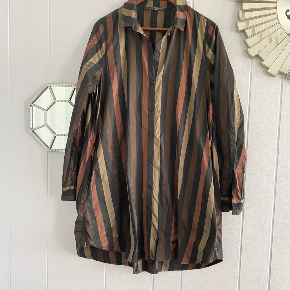 Elemente Clemente Stripe Brown Black Button Tunic